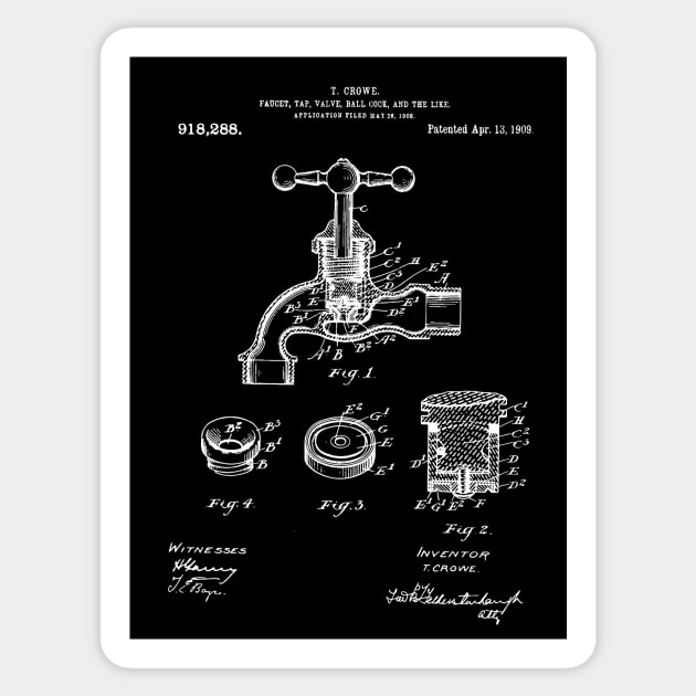 Tap water mixer patent , faucet for bathroom sink blueprint poster / faucet tap Patent Illustration / plumber gift idea Sticker by Anodyle